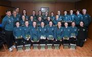 23 February 2015; Members of the Republic of Ireland Under 16 squad who received their international caps. Republic of Ireland Under 16 Squad Caps Presentation, Board Room, Gannon Park, Malahide, Co. Dublin. Picture credit: David Maher / SPORTSFILE