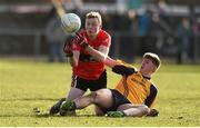 21 February 2015; Gary O'Sullivan, UCC, in action against Steven O'Brien, DCU. Independent.ie Sigerson Cup Final, UCC v DCU. The Mardyke, Cork. Picture credit: Diarmuid Greene / SPORTSFILE