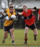 21 February 2015; Donal Smith, DCU, in action against Sean White, UCC. Independent.ie Sigerson Cup Final, UCC v DCU. The Mardyke, Cork. Picture credit: Diarmuid Greene / SPORTSFILE