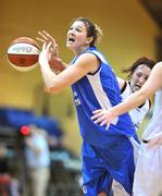 13 January 2008; Katie McNamara, Waterford Wildcats, is fouled by Lindsay Peat, DCU Mercy. Women's SuperLeague National Cup Semi-Final 2008, Waterford Wildcats v DCU Mercy, Dublin, National Basketball Arena, Tallaght, Dublin. Picture credit: Brendan Moran / SPORTSFILE  *** Local Caption ***