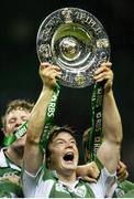 18 March 2006; Ireland captain Brian O'Driscoll lifts the Triple Crown after the match. RBS 6 Nations 2006, England v Ireland, Twickenham,  England. Picture credit: Brian Lawless / SPORTSFILE