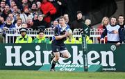 12 January 2008; Brian O'Driscoll, Leinster, makes a break down the touchline. Heineken Cup, Pool 6, Round 5, Leinster v Toulouse, RDS, Dublin. Picture credit; Brendan Moran / SPORTSFILE