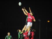 18 January 2008; Simon Azoulai, Brive, takes the ball in the lineout against Andrew Farley, Connacht Rugby. European Challenge Cup, Pool 3, Round 6, Connacht Rugby v Brive, Sportsground, Galway. Picture credit; Matt Browne / SPORTSFILE