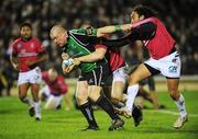 18 January 2008; Robbie Morris, Connacht Rugby, is tackled by Jawad Djoudi and Petrisor Toderasc, Brive. European Challenge Cup, Pool 3, Round 6, Connacht Rugby v Brive, Sportsground, Galway. Picture credit; Matt Browne / SPORTSFILE