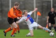 20 January 2008; Eugene Gorman, Ballina Town, in action against Matthew Gannon, St. Kevin's Boys. FAI Junior Cup, sixth round, Ballina Town v St. Kevin's Boys, St Kevin's Boys Club Complex, Santry, Dublin. Picture credit; Paul Mohan / SPORTSFILE *** Local Caption ***