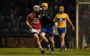 21 February 2015; Clare goalkeeper Patrick Kelly in action against Luke O'Farrell, Cork. Allianz Hurling League Division 1A, round 2, Cork v Clare, Páirc Uí Rinn, Cork. Picture credit: Diarmuid Greene / SPORTSFILE