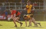21 February 2015; Jack McGuire, UCC, in action against Donal Wrynn and Eoin O'Connor, DCU. Independent.ie Sigerson Cup Final, UCC v DCU. The Mardyke, Cork. Picture credit: Diarmuid Greene / SPORTSFILE