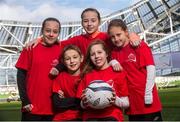 24 February 2015; In attendance at the launch of the PolskaÉire Festival are children from the Polish Weekend School, SEN, Navan Rd, Cabra, Dublin, from left, Nadia Gil, age 12, Stanislaw Bastkowski, age 11, Martyna Matys, age 12, Natalia Gil, age 11, and Matylda Hoelscher, age 8. Aviva Stadium, Lansdowne Road, Dublin. Picture credit: David Maher / SPORTSFILE