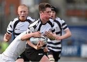 25 February 2015; Luke Rigney, Cistercian College Roscrea, is tackled by Jack McGrath, Presentation College Bray. Bank of Ireland Leinster Schools Junior Cup, Quarter-Final, in association with Beauchamps Solicitors, Presentation College Bray v Cistercian College Roscrea, Donnybrook Stadium, Donnybrook, Dublin. Picture credit: Matt Browne / SPORTSFILE