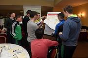 25 February 2015; Students from Mary Immaculate College, along with Seamus Hickey, GPA National Executive Member and Student Council Member, during a workshop exercise at the GPA Student Summit Meeting. The GPA Student Summit Meetings will take place nationwide over the next fortnight and will be attended by over 300 student county players. Kilmurry Lodge, Limerick. Picture credit: Diarmuid Greene / SPORTSFILE