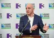26 February 2015; TV3 has today announced that it will be the exclusive home of the 2015 Rugby World Cup. The Group confirmed today at a launch from The Merrion Hotel, Dublin, that all 48 matches will be shown free to air on TV3. TV3 also confirmed that TV3HD will arrive in August, and will be available on both Sky and UPC. Joining Keith Wood on TV3’s team of analysts is rugby coaching guru Matt Williams, Stuart Barnes of Sky Sports, former Ireland scrum half Peter Stringer, the soon to be retired Leinster flanker Shane Jennings, former Ireland international rugby union player Hugo MacNeill and legendary English World Cup winning flanker Neil Back. Irish sports commentator Conor McNamara, former Munster academy member Murray Kinsella and rugby analyst Liam Toland join Matt Cooper, TV3’s own Sinead Kissane and Dave McIntyre on the broadcaster’s presentation team. Pictured at the announcement is Keith Wood. The Merrion Hotel, Dublin. Picture credit: Pat Murphy / SPORTSFILE