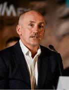26 February 2015; Barry McGuigan, Chief Executive of Cyclone promotions, during a press conference ahead of the IBF World Super Bantamweight title fight between Carl Frampton and Chris Avalos on Saturday night. Europa Hotel, Belfast, Co. Antrim. Picture credit: Oliver McVeigh / SPORTSFILE