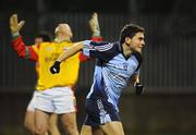 22 January 2008; Bernard Brogan, Dublin, celebrates after scoring his side's first goal while Carlow goalkeeper John Brennan reacts. O'Byrne Cup Semi-Final, Dublin v Carlow, Parnell Park, Dublin. Picture credit; Pat Murphy / SPORTSFILE