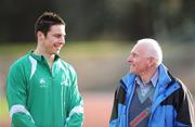 23 January 2008; Brian Gregan, St. Mark's Community School, Tallaght, Co. Dublin, pictured with his father Brian senior at the launch of 2008 KitKat Irish Schools' Athletics programme of events. This year over 26,000 students from over 850 secondary schools nationwide will take part in the KitKat Irish Schools' Athletics championships which have been the starting point for world renowned athletics stars such as Sonia O'Sullivan and Eamon Coghlan. Launch of 2008 KitKat Irish Schools' Athletics Events, Belfield, UCD, Dublin. Picture credit; David Maher / SPORTSFILE