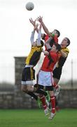 23 January 2008; Stephen Kavanagh and Robert O'Connor, second from right, Ashbourne Community School, in action against Eoin Dolan, left, and Craig Berrigan, right, St Peter's Dunboyne. Leinster Vocational Schools 'A' Semi-Final, Ashbourne Community School v St Peter's Dunboyne, Donaghmore Ashbourne GAA Club, Ashbourne, Co. Meath. Picture credit; Brian Lawless / SPORTSFILE