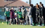 24 January 2008; Craig Dias, St. Benildus College, in action against David Whyte, Franciscan College. Leinster Colleges Senior Football Championship 'A' Round 2, St. Benildus College, green, v Franciscan College Gormanston, maroon, Kilmacud, Dublin. Picture credit; Stephen McCarthy / SPORTSFILE