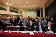 26 January 2008; Paraic Duffy, left, Director General of the GAA, Dr. Niall Moynagh, center, and Dr. Pat O'Neill with the delegates at the GAA Special Congress who voted against Motion 16. Croke Park, Dublin. Picture credit; Matt Browne / SPORTSFILE