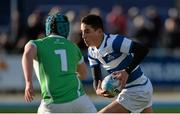 26 February 2015; Joey Caputo, Blackrock College, in action against Matt Meagher, Gonzaga College. Bank of Ireland Leinster Schools Junior Cup, Quarter-Final, in association with Beauchamps Solicitors, Blackrock College v Gonzaga College. Donnybrook Stadium, Donnybrook, Dublin. Picture credit: Piaras Ó Mídheach / SPORTSFILE