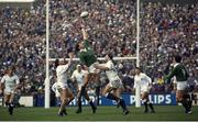 2 March 1991; Neil Francis, Ireland, jumps for the ball. Ireland v England. Lansdowne Road. Ireland 7 England 16. Picture credit: SPORTSFILE
