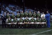 15 January 1983; The Ireland Rugby team that won a share of The 1983 Five Nations Championship with France. Back row, left to right, Fergus Slattery, Phil Orr, John O'Driscoll, Donal Lenihan, Moss Keane, Willie Duggan, Hugo MacNeill and Gerry &quot;Ginger&quot; McLaughlin. Bottom, l to r, Trevor Ringland, David Irwin, Michael Kiernan, Ciaran Fitzgerald, Moss Finn, Ollie Campbell and Robbie McGrath. Ireland rugby team. Ireland v Scotland. Murrayfield. Ireland 15 Scotland 13. Picture credit: SPORTSFILE