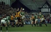 19 October 1991; Neil Francis, Ireland, contests the ball. Ireland v Australia. Lansdowne Road. Ireland 18 Australia 19. Picture credit: SPORTSFILE