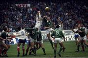 20 February 1988; Michael Gibson, Ireland, in action. Ireland v France. Parc Des Princes. Ireland 6 France 26. Picture credit: SPORTSFILE
