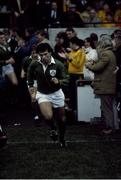 21 November 1981; Tony Ward, Ireland, runs onto the pitch. Ireland v Australia. Lansdowne Road. Ireland 12 Australia 16. Picture credit: SPORTSFILE