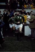 21 November 1981; Mick Fitzpatrick, Ireland, runs onto the pitch. Ireland v Australia. Lansdowne Road. Ireland 12 Australia 16. Picture credit: SPORTSFILE