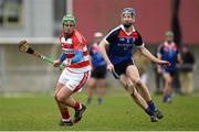 27 February 2015; John O'Dwyer, CIT, in action against Thomas Hamill, WIT. Independent.ie Fitzgibbon Cup Semi-Final, Cork IT v Waterford IT. Limerick IT, Limerick. Picture credit: Diarmuid Greene / SPORTSFILE