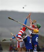 27 February 2015; John O'Dwyer, left, and Aidan Walsh, CIT, in action against Jerome Maher, left, and Martin O'Neill, WIT. Independent.ie Fitzgibbon Cup Semi-Final, Cork IT v Waterford IT. Limerick IT, Limerick. Picture credit: Diarmuid Greene / SPORTSFILE