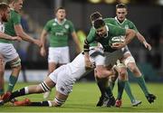 27 February 2015; Josh Murphy, Ireland, is tackled by Charlie Ewels, England. U20's Six Nations Rugby Championship, Ireland v England. Donnybrook Stadium, Donnybrook, Dublin. Picture credit: Brendan Moran / SPORTSFILE