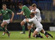 27 February 2015; Ros Byrne, Ireland, is tackled by Jack Walker, England. U20's Six Nations Rugby Championship, Ireland v England. Donnybrook Stadium, Donnybrook, Dublin. Picture credit: Brendan Moran / SPORTSFILE
