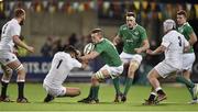 27 February 2015; David O'Connor, Ireland, in action against Will Owen, left, Ellis Genge and Ciaran Parker, right, England. U20's Six Nations Rugby Championship, Ireland v England. Donnybrook Stadium, Donnybrook, Dublin. Picture credit: Brendan Moran / SPORTSFILE