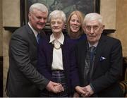 27 February 2015; The GAA Presiden elect Aogán Ó Feargháil with his wife Frances Uí Fhearghail, his mother and father Katie and Aidan Farrell, both of whom are ninty years, before the GAA Annual Congress 2015. Slieve Russell Hotel, Cavan. Picture credit: Ray McManus / SPORTSFILE
