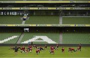 28 February 2015; The England team warm-up during their captain's run. Aviva Stadium, Lansdowne Road, Dublin. Picture credit: Brendan Moran / SPORTSFILE