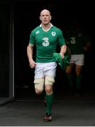 28 February 2015; Ireland's Paul O'Connell arrives for their captain's run. Aviva Stadium, Lansdowne Road, Dublin. Picture credit: Brendan Moran / SPORTSFILE