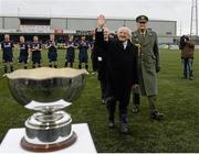 28 February 2015; The President of Ireland Michael D. Higgins after he was introduced to both teams before the start of the game. Presidents Cup Final, Dundalk FC v St. Patrick's Athletic. Oriel Park, Dundalk, Co. Louth. Photo by Sportsfile