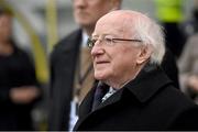 28 February 2015; The President of Ireland Michael D. Higgins in attendance at the game. Presidents Cup Final, Dundalk FC v St. Patrick's Athletic. Oriel Park, Dundalk, Co. Louth. Photo by Sportsfile