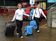 22 January 2008; Valerie Mulcahy, Cork and All-Star Team 2007, and Eileen Joens, Peil Gael na mBan, make their way to the bus ahead of the O'Neills/TG4 Ladies Gaelic Football All-Star Team's departure to Dubai where they will play an exhibition match between the 2006 and 2007 All Star selections this coming Saturday. Jurys Croke Park Hotel, Croke Park, Jones Road, Dublin. Picture credit: Stephen McCarthy / SPORTSFILE