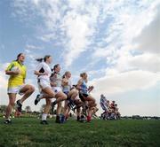 25 January 2008; Members of the 2006 and 2007 Allstars teams including, from left, Gemma Begley, Tyrone, Alma O'Donnell, Caoimh Marley, both Armagh, Deirdre O'Reilly and Brid Stack, both Cork, during squad training. O'Neills/TG4 Ladies Gaelic Football All Star Tour 2007, Dubai Polo and Equestrian Club, Dubai, United Arab Emirates. Picture credit: Brendan Moran / SPORTSFILE  *** Local Caption ***