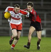 26 January 2008; Paddy Bradley, Derry, in action against Danny Hughes, Down. Dr. McKenna Cup Final, Derry v Down, Casement Park, Belfast, Co. Antrim. Picture credit: Oliver McVeigh / SPORTSFILE