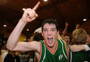 26 January 2008; Cian Nihill, An Cearnog Nua Moycullen, celebrates after the match. Men's SuperLeague National Cup Final 2008, An Cearnog Nua Moycullen, Galway v UCD Marian, Dublin, National Basketball Arena, Tallaght, Dublin. Picture credit: Stephen McCarthy / SPORTSFILE *** Local Caption ***