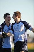 27 January 2008;  Dublin players, Philip McMahon, left, and Paul Flynn, celebrate at the end of the game. O'Byrne cup semi-final replay, Carlow v Dublin, Dr. Cullen Park, Carlow. Picture credit: David Maher / SPORTSFILE