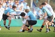 29 January 2008; Robin O'Sullivan, Presentation College, is tackled by Alex Kelly, left, and Keelan McKenna, St Michael's College. Leinster Schools Senior Cup, 1st Round, St Michael's College v Presentation College, Donnybrook, Dublin. Picture credit; Caroline Quinn / SPORTSFILE *** Local Caption ***