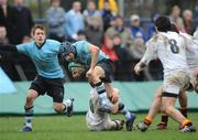 29 January 2008; Noel Reid, St Michael's College, is tackled by Roddy Carroll, captain, Presentation College. Leinster Schools Senior Cup, 1st Round, St Michael's College v Presentation College, Donnybrook, Dublin. Picture credit; Caroline Quinn / SPORTSFILE *** Local Caption ***