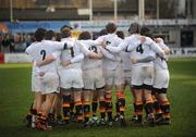29 January 2008; Presentation College team form a huddle before start of the game. Leinster Schools Senior Cup, 1st Round, St Michael's College v Presentation College, Donnybrook, Dublin. Picture credit; Caroline Quinn / SPORTSFILE *** Local Caption ***
