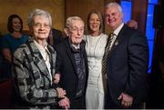 28 February 2015; Uachtarán Chumann Lúthchleas Aogán Ó Feargháil with his wife Frances Uí Fhearghail, his mother and father Katie and Aidan Farrell, both of whom are ninty years old, after his inaugural address to the GAA Annual Congress 2015. Slieve Russell Hotel, Cavan. Picture credit: Ray McManus / SPORTSFILE