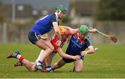 27 February 2015; John Cronin, CIT, in action against Harry Kehoe, left, and Gavin O'Brien, WIT. Independent.ie Fitzgibbon Cup Semi-Final, Cork IT v Waterford IT. Limerick IT, Limerick. Picture credit: Diarmuid Greene / SPORTSFILE
