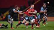 28 February 2015; Andrew Conway, Munster, is tackled by Will Bordill, Glasgow Warriors. Guinness PRO12, Round 16, Munster v Glasgow Warriors. Irish Independent Park, Cork. Picture credit: Matt Browne / SPORTSFILE