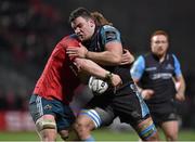 28 February 2015; Adam Ashe, Glasgow Warriors, is tackled by Sean Dougall, Munster. Guinness PRO12, Round 16, Munster v Glasgow Warriors. Irish Independent Park, Cork. Picture credit: Matt Browne / SPORTSFILE